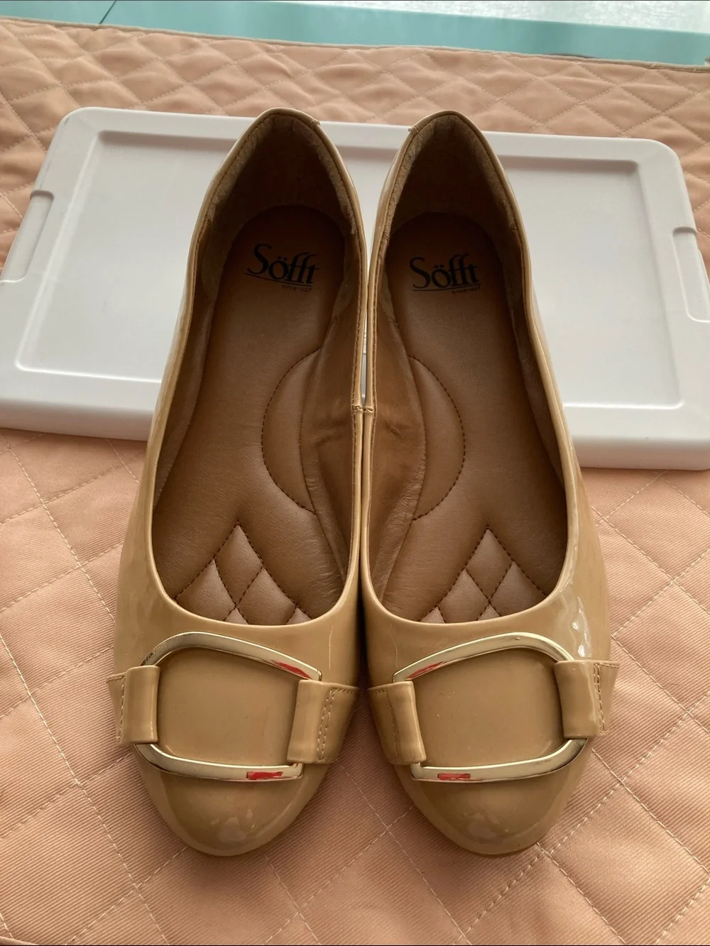 Sofft Nude Patent Ballet Flats with Decorative Buckle size 9